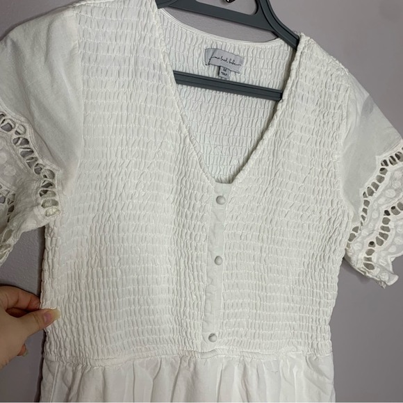 One Loved Babe boutique brand Shall We Dance smocked short sleeves maxi dress M - Picture 5 of 9